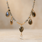 Natural Labradorite Teardrop Beaded Necklace