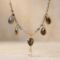 Natural Labradorite Teardrop Beaded Necklace