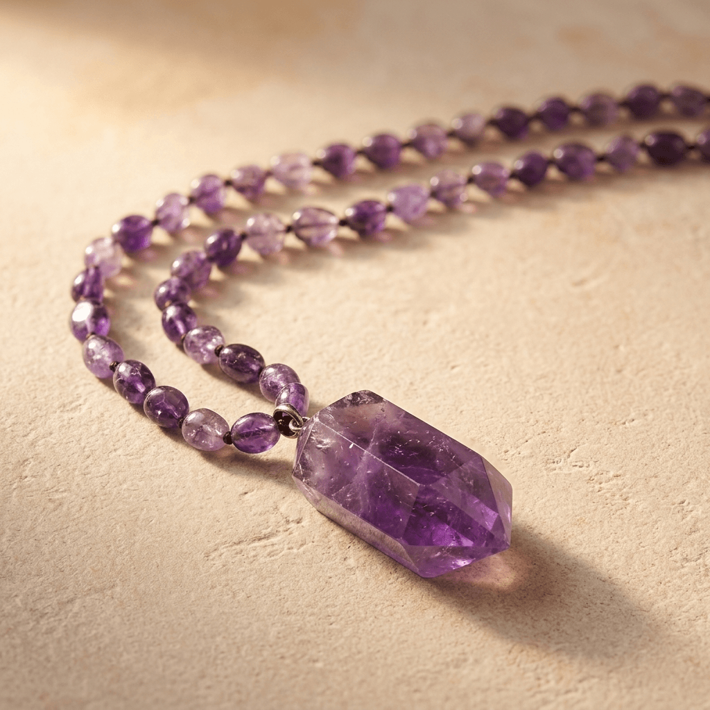 Natural Amethyst Point Pendant Necklace