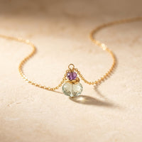 Gold Amethyst Green Fluorite Beaded Necklace