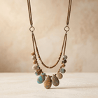 Handmade Natural Jasper Teardrop Beaded Necklace
