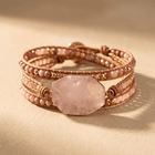 Rose Quartz Copper Beaded Wrap Bracelet
