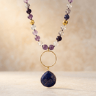 Purple Amethyst Gold Lapis Lazuli Pendant Necklace