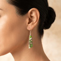 Green Jasper Silver Teardrop Drop Earrings