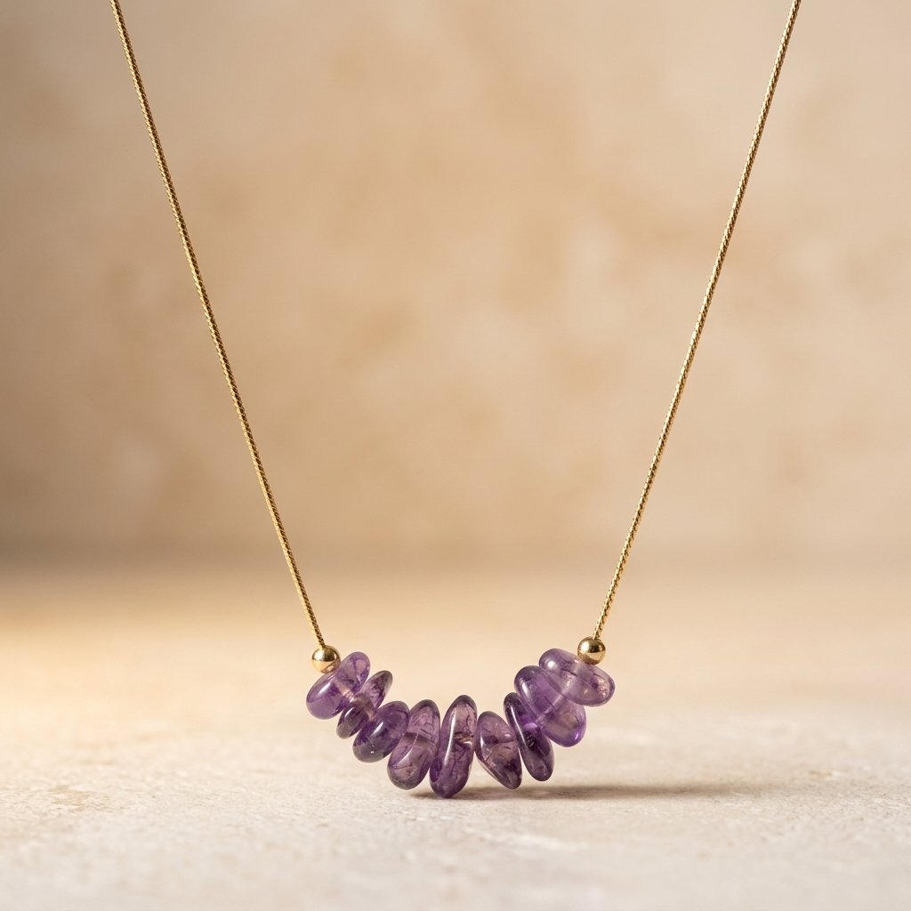 Bohemian Gold Amethyst Chip Necklace
