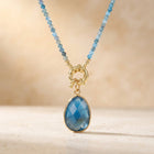 Gold Blue Apatite Teardrop Pendant Necklace