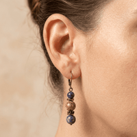 Natural Sodalite Jasper Bronze Drop Earrings