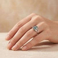 Natural Moss Agate Silver Infinity Ring