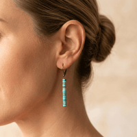 Turquoise Stone Beaded Lever Back Earrings