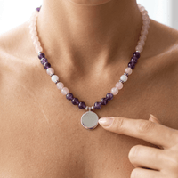 Amethyst Rose Quartz Silver Pendant Necklace
