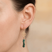 Natural Chrysocolla Gold Chakra Drop Earrings