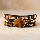Tiger Eye Natural Stone Gold Wrap Bracelet