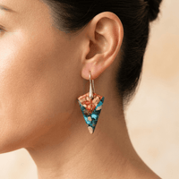Vibrant Blue Orange Jasper Triangle Earrings