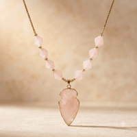 Rose Quartz Gold Arrow Pendant Necklace