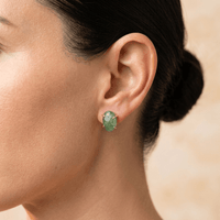 Green Aventurine Gold Oval Stud Earrings