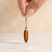 Natural Tiger Eye Teardrop Dangle Earrings