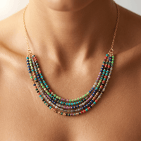 Colorful Gemstone Beaded Gold Layered Necklace