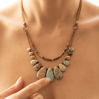 Handmade Natural Jasper Teardrop Beaded Necklace