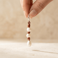 Handmade Silver Freshwater Pearl Leather Drop Earrings