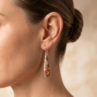 Red Regalite Stone Silver Teardrop Earrings
