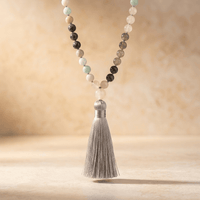 Gemstone Mala Beaded Tassel Necklace