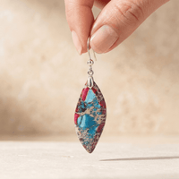 Imperial Jasper Teardrop Silver Drop Earrings