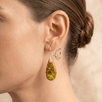 Orange Jasper Silver Teardrop Earrings