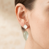Natural Aquamarine Gold Seashell Drop Earrings