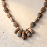 Natural Jasper Gold Oval Bead Necklace