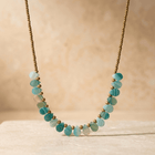 Green Onyx Brass Beaded Long Necklace