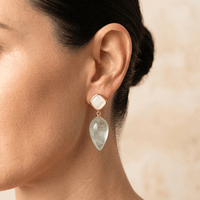 Natural Aquamarine Gold Seashell Drop Earrings