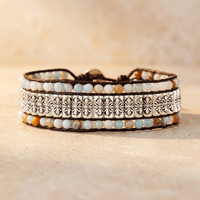 Natural Amazonite Tibetan Silver Bead Wrap Bracelet