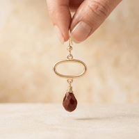 Red Jasper Gold Oval Drop Earrings