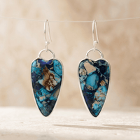 Azurite Blue Turquoise Sterling Silver Teardrop Earrings