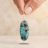 Turquoise Copper Vein Oval Drop Earrings