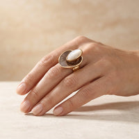 Vintage Gold Enamel Leaf Oval Ring