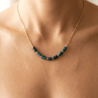 Natural Blue Apatite Tube Bead Necklace