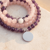 Amethyst Rose Quartz Silver Pendant Necklace