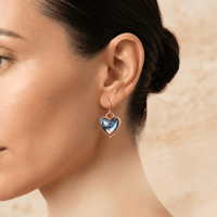 Labradorite Gold Heart Drop Earrings
