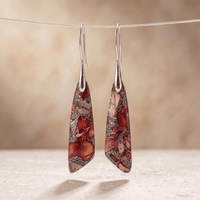 Red Regalite Stone Silver Teardrop Earrings