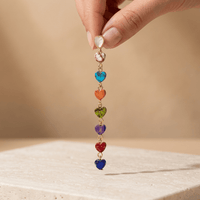 Chakra Rainbow Heart Gold Drop Earrings