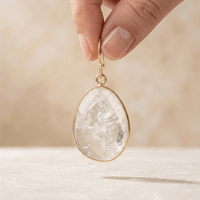 Clear Quartz Gold Teardrop Dangle Earrings