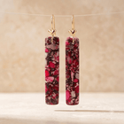 Pink Red Jasper Gold Heart Drop Earrings
