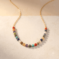 Colorful Gemstone Gold Chain Necklace