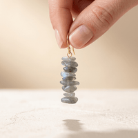 Natural Labradorite Gold Stacked Drop Earrings