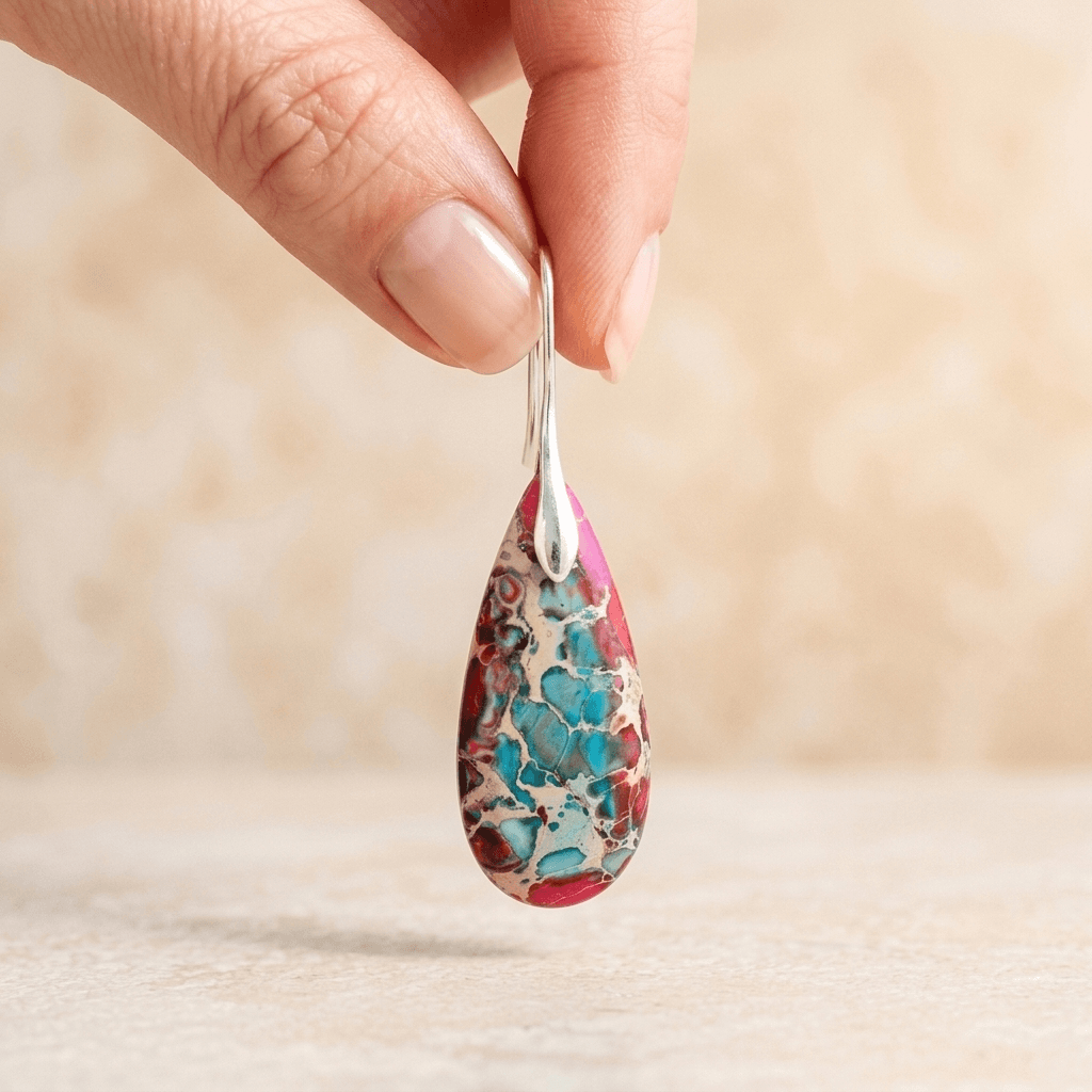 Red Turquoise Imperial Jasper Teardrop Earrings