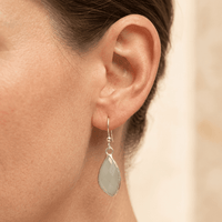 Natural Amazonite Silver Teardrop Drop Earrings
