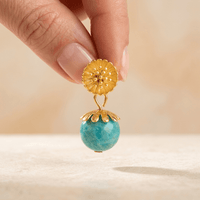Gold Amazonite Daisy Flower Drop Earrings