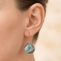 Blue Turquoise Gold Teardrop Earrings