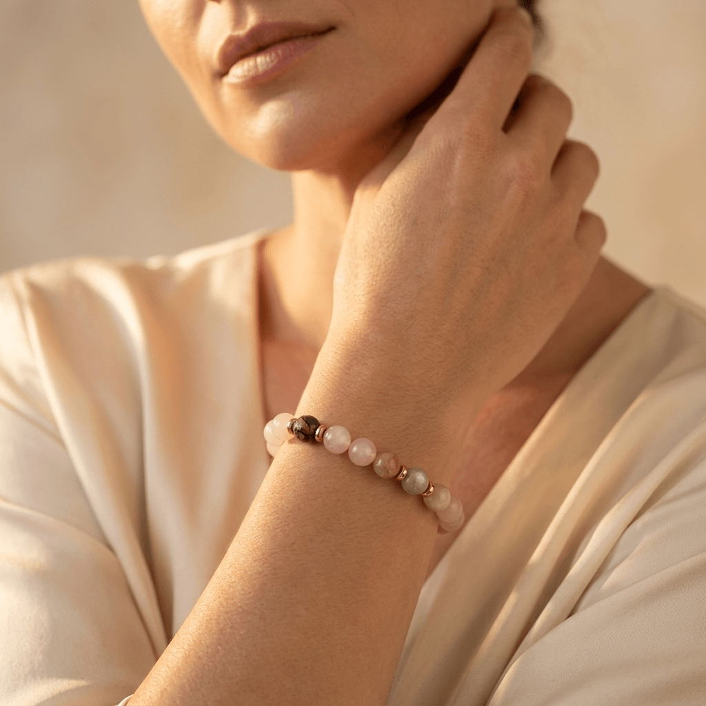 Rose Quartz Amethyst Jade Beaded Bracelet